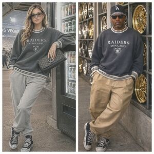 Oakland Raiders Vintage Embroidered Pro Player Crewneck Sweater